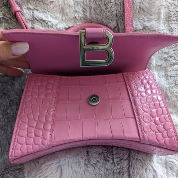 BALENCIAGA HOURGLASS XS HANDBAG CROCODILE EMBOSSED (PINK) - Brand New! <3 - Picture 5 of 9